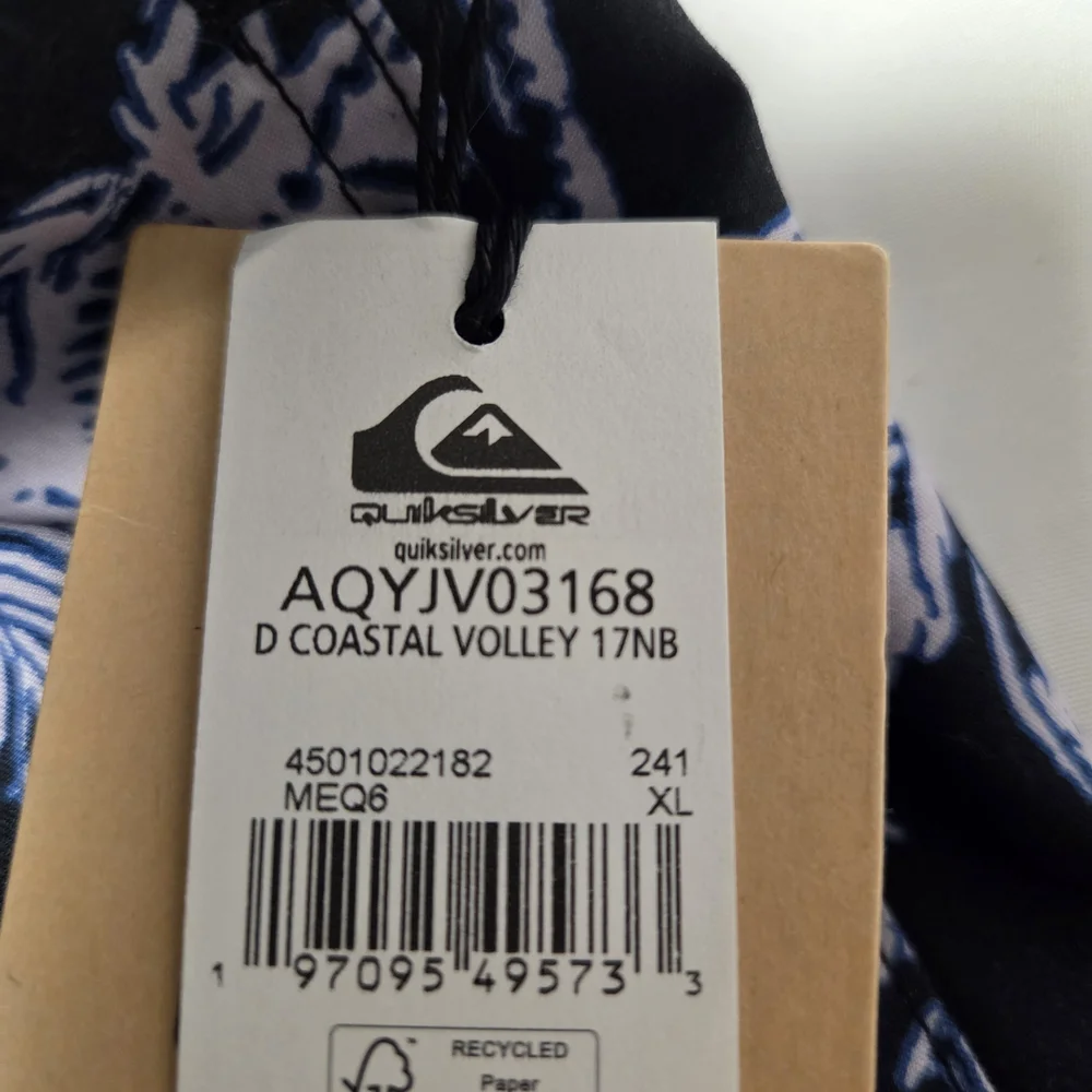 Quiksilver Men's Black and Pink‎ Swim Shorts Size XL